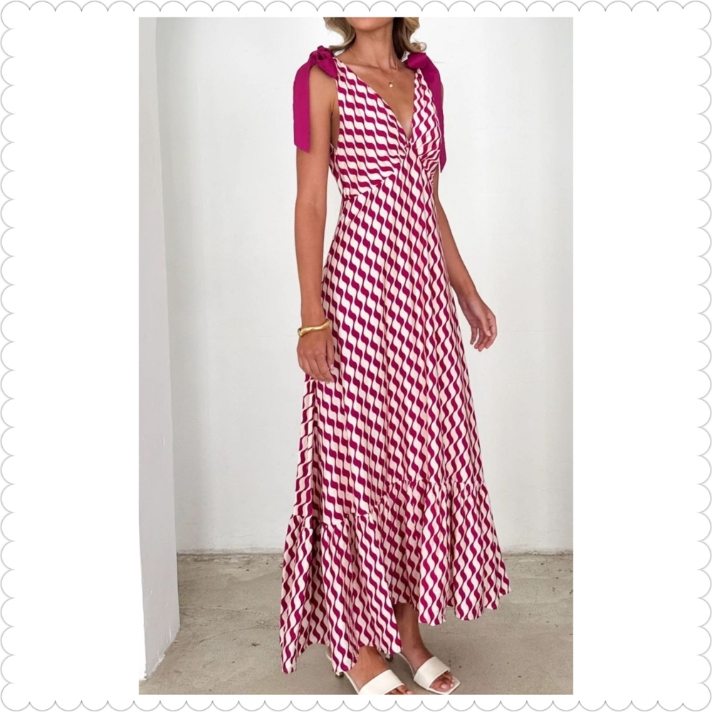 Printed V-Neck Tie Shoulder Cami Dress - Picture 8 of 15